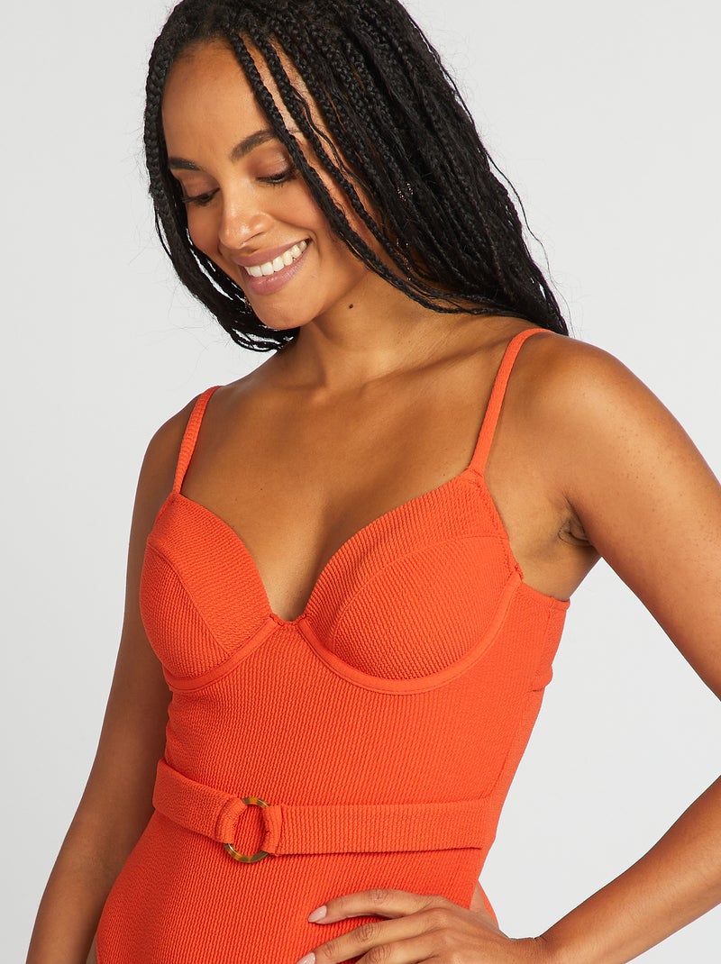 Fato de banho inteiro com capas Laranja - Kiabi