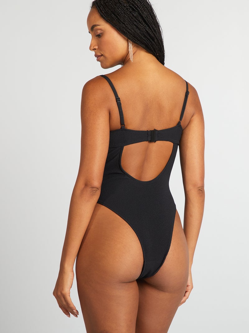 Fato de banho inteiro com capas Preto - Kiabi