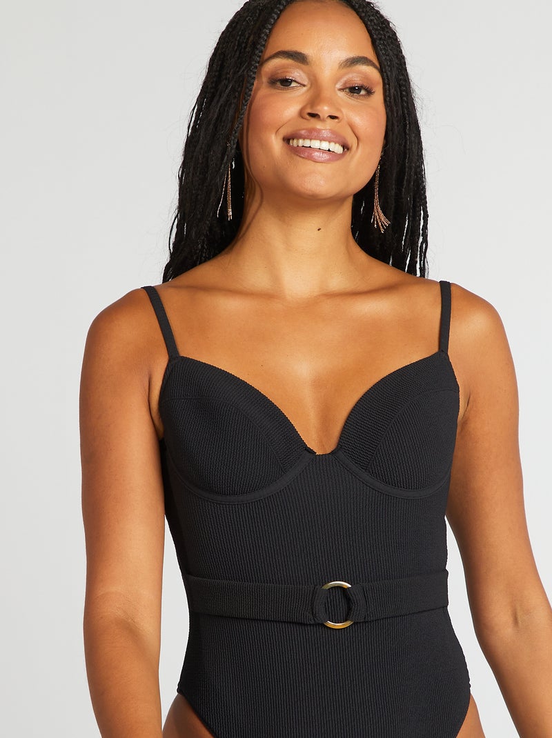 Fato de banho inteiro com capas Preto - Kiabi