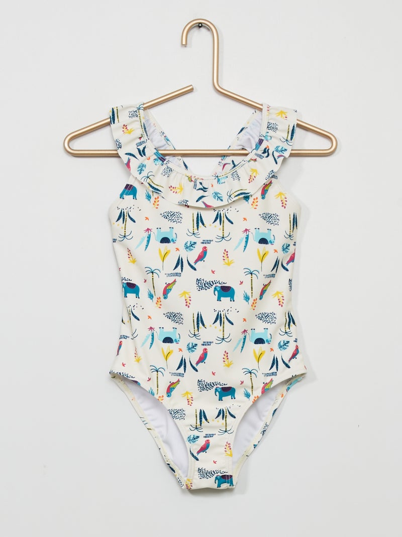 Fato de banho inteiro estampado BRANCO - Kiabi