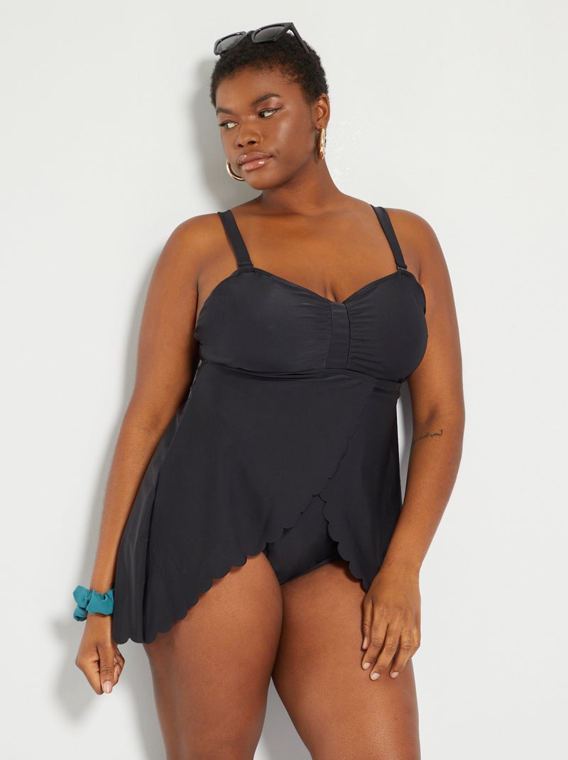 Fato de banho inteiro estilo tankini PRETO - Kiabi