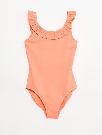 Fato de banho liso com folhos