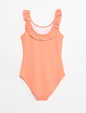 Fato de banho liso com folhos