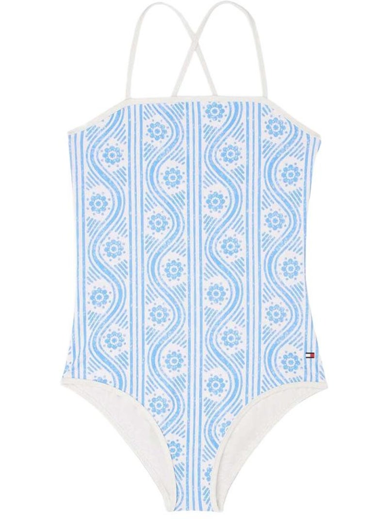 Fato de Banho Menina Tommy Hilfiger Branco/Azul UG0UG00802 Azul - Kiabi