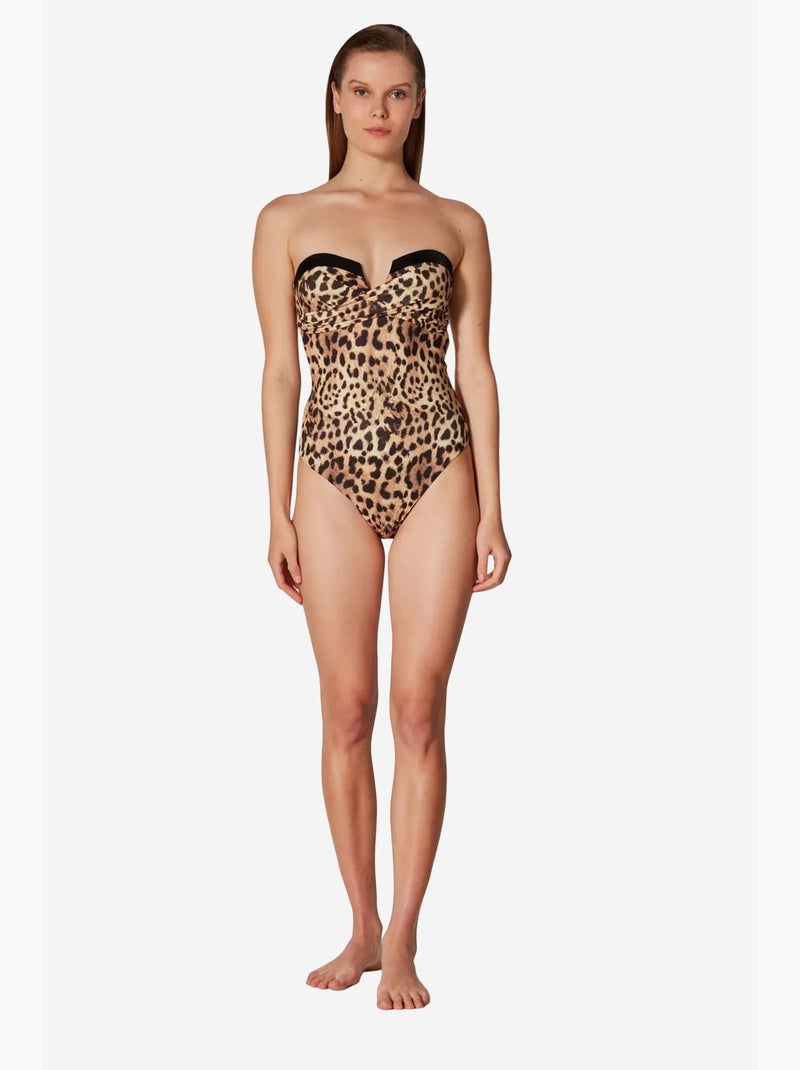 Fato de banho puccini com padrão leopardo, corpete - coleção masur free penti Greige - Kiabi