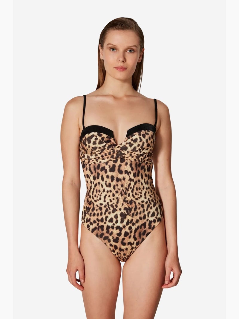 Fato de banho puccini com padrão leopardo, corpete - coleção masur free penti Greige - Kiabi