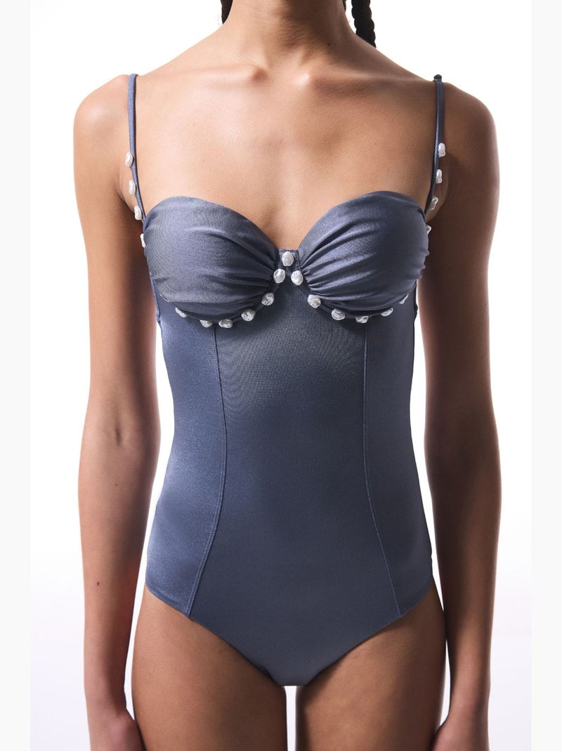 Fato de banho seashell com contas penti Azul-céu - Kiabi
