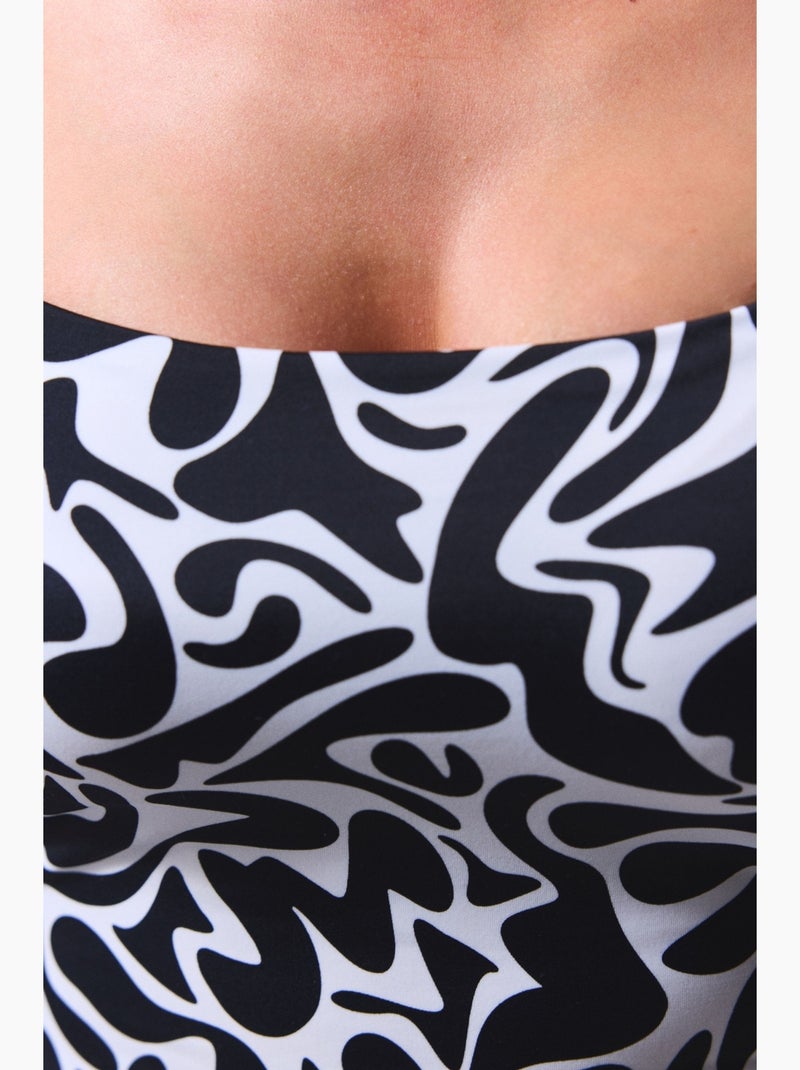 Fato de banho tint com padrão zebra, com aro, sem alças penti Preto Branco - Kiabi