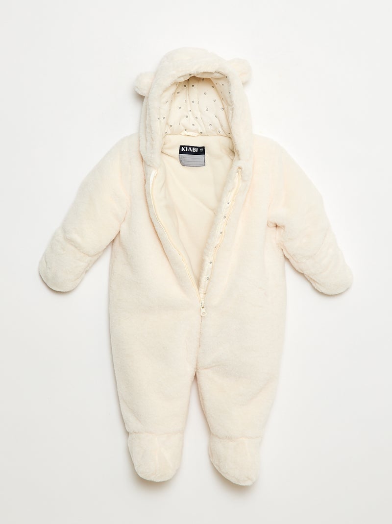 Fato de Macaco Acolchoado em Pelo Sintético Bege - Kiabi