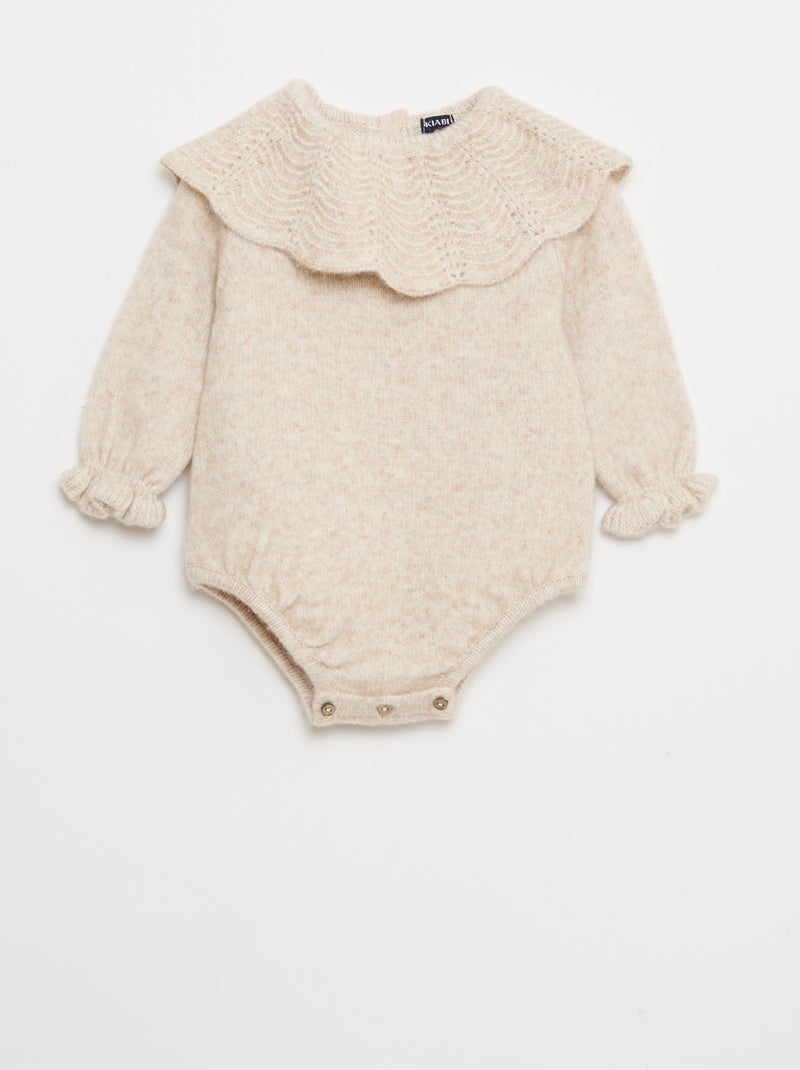 Fato de Macaco em Malha Tricot Bege - Kiabi