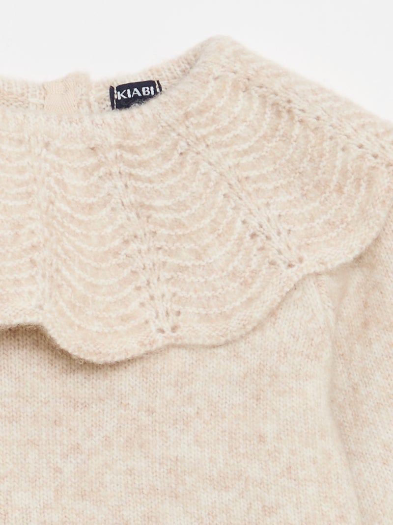 Fato de Macaco em Malha Tricot Bege - Kiabi