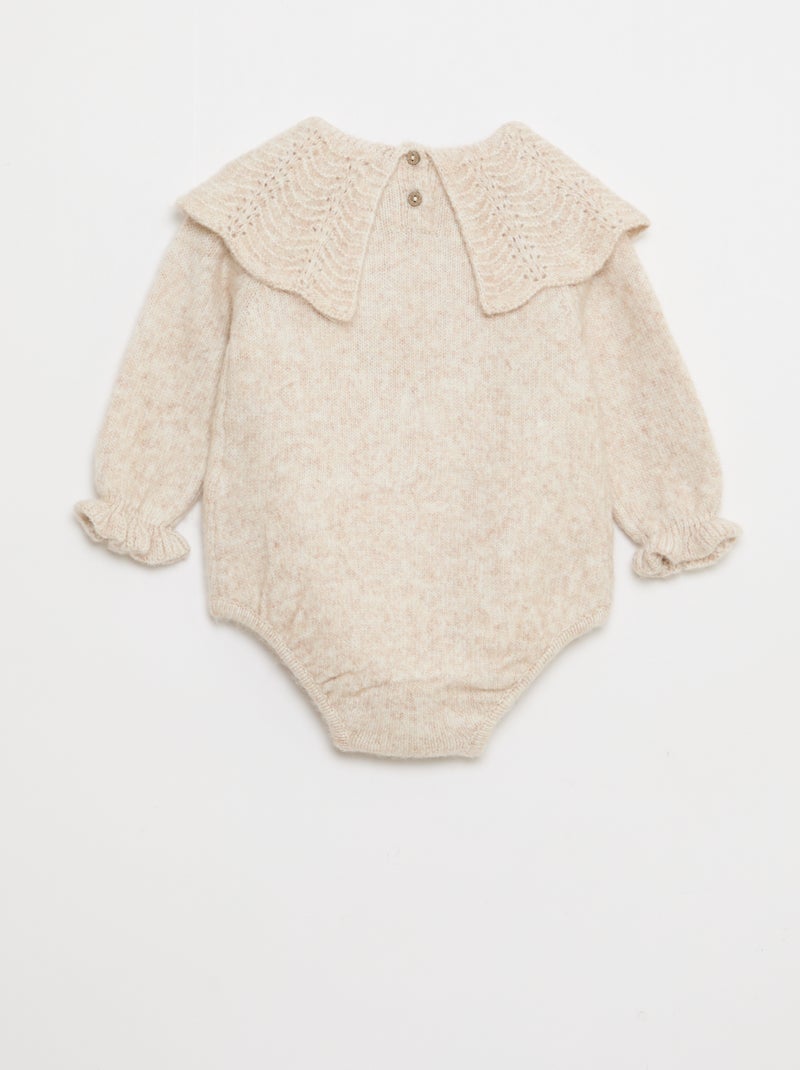 Fato de Macaco em Malha Tricot Bege - Kiabi