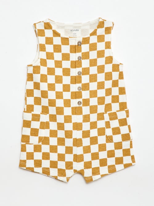 Fato-macaco de bebé em baby Terry xadrez - Kiabi