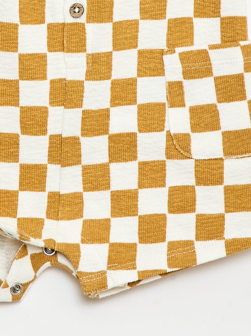 Fato-macaco de bebé em baby Terry xadrez Amarelo - Kiabi