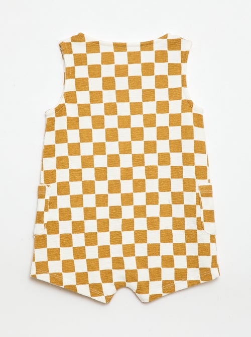 Fato-macaco de bebé em baby Terry xadrez - Kiabi