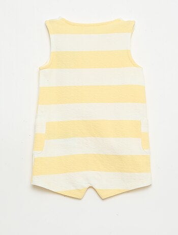 Fato-macaco de bebé em baby Terry xadrez