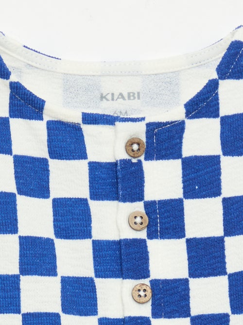 Fato-macaco de bebé em baby Terry xadrez - Kiabi