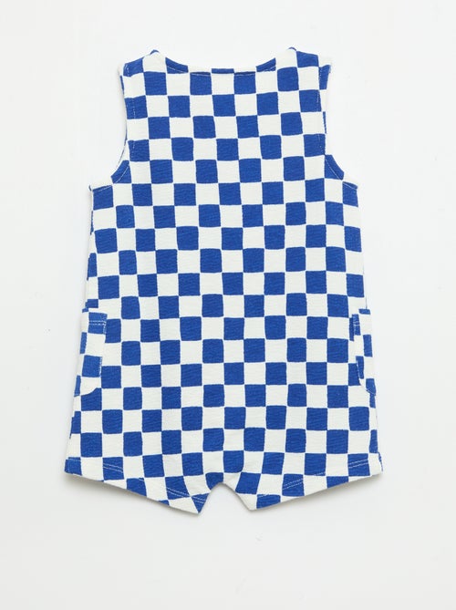 Fato-macaco de bebé em baby Terry xadrez - Kiabi