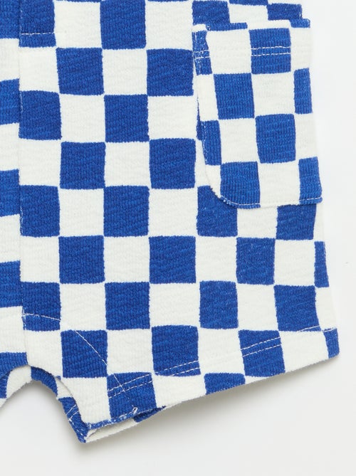 Fato-macaco de bebé em baby Terry xadrez - Kiabi