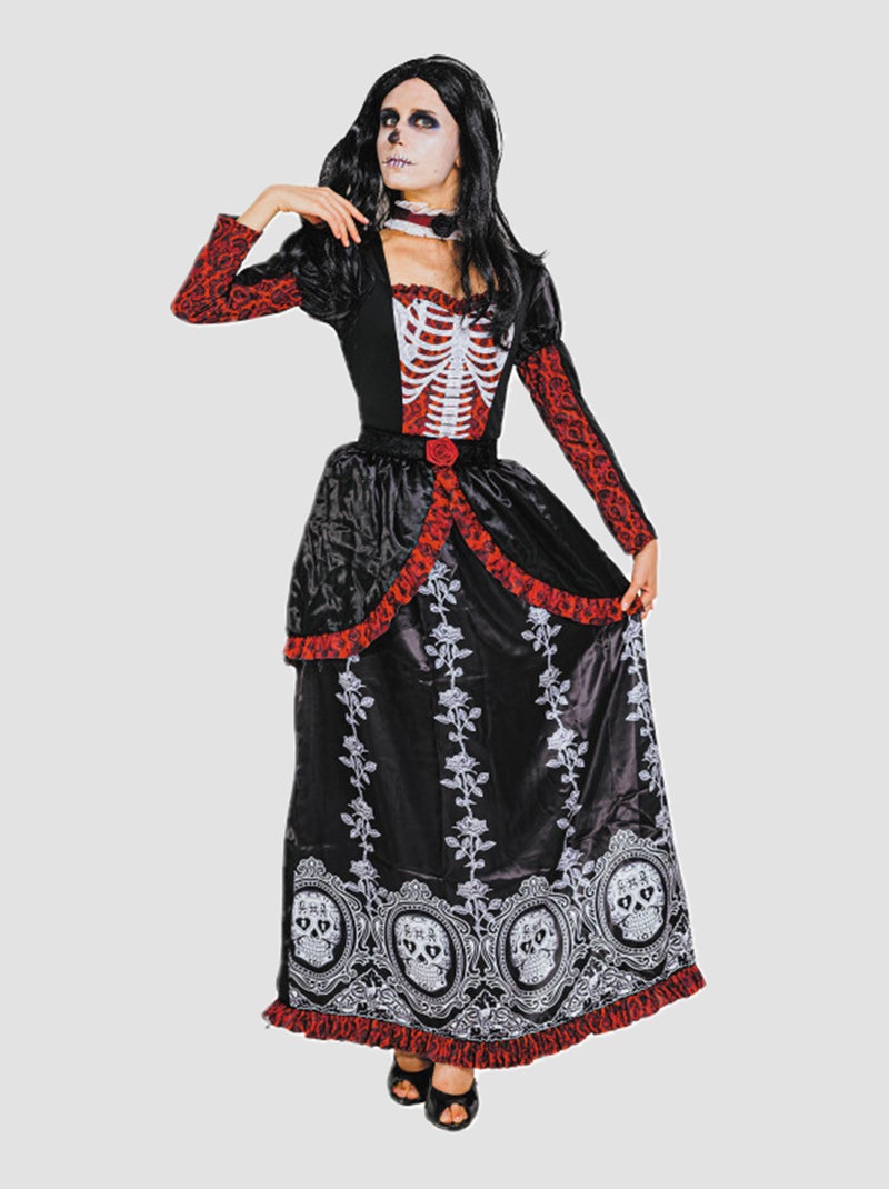 Fato vestido Dia de la muerte Preto/ Vermelho - Kiabi