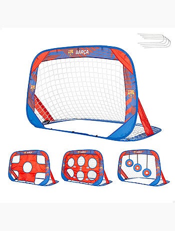 Fc barcelona baliza pop-up 4 em 1 com alvo de dardos 120x80x80 cm