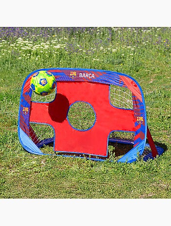 Fc barcelona baliza pop-up 4 em 1 com alvo de dardos 120x80x80 cm