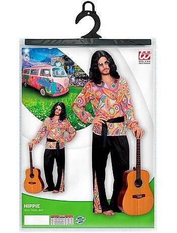 Figuras com trajes hippies e cinto.