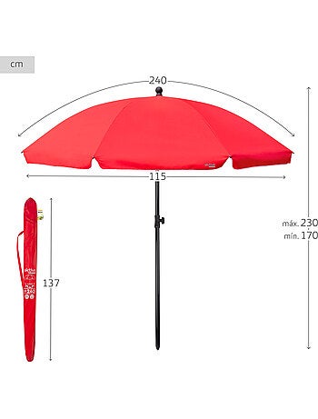 Filtro uv guarda-chuva cor vermelha de 240 cm aktive beach