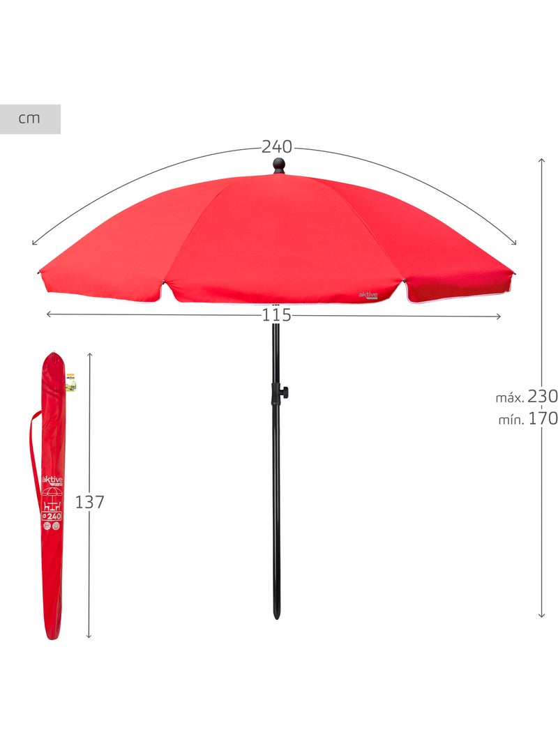 Filtro uv guarda-chuva cor vermelha de 240 cm aktive beach Vermelho - Kiabi