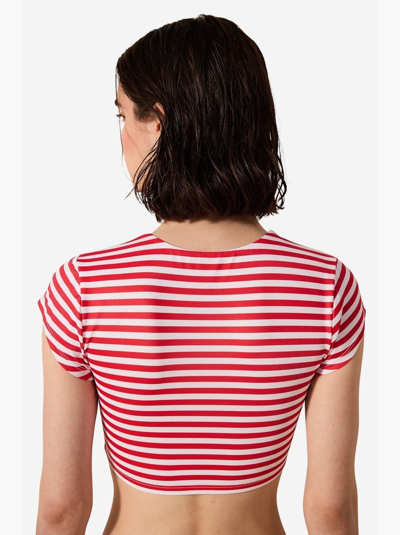 Finy tee top de biquíni listrado penti Branco Vermelho - Kiabi