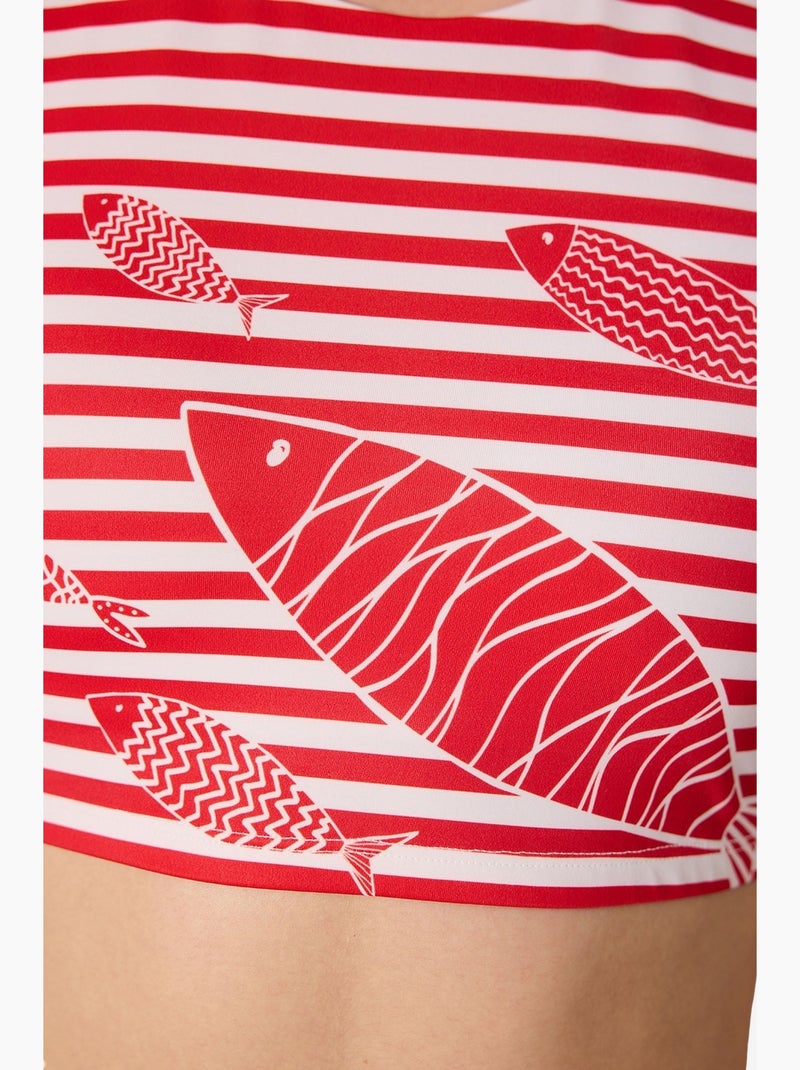 Finy tee top de biquíni listrado penti Branco Vermelho - Kiabi