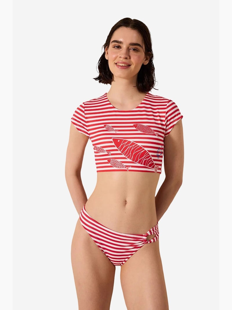 Finy tee top de biquíni listrado penti Branco Vermelho - Kiabi