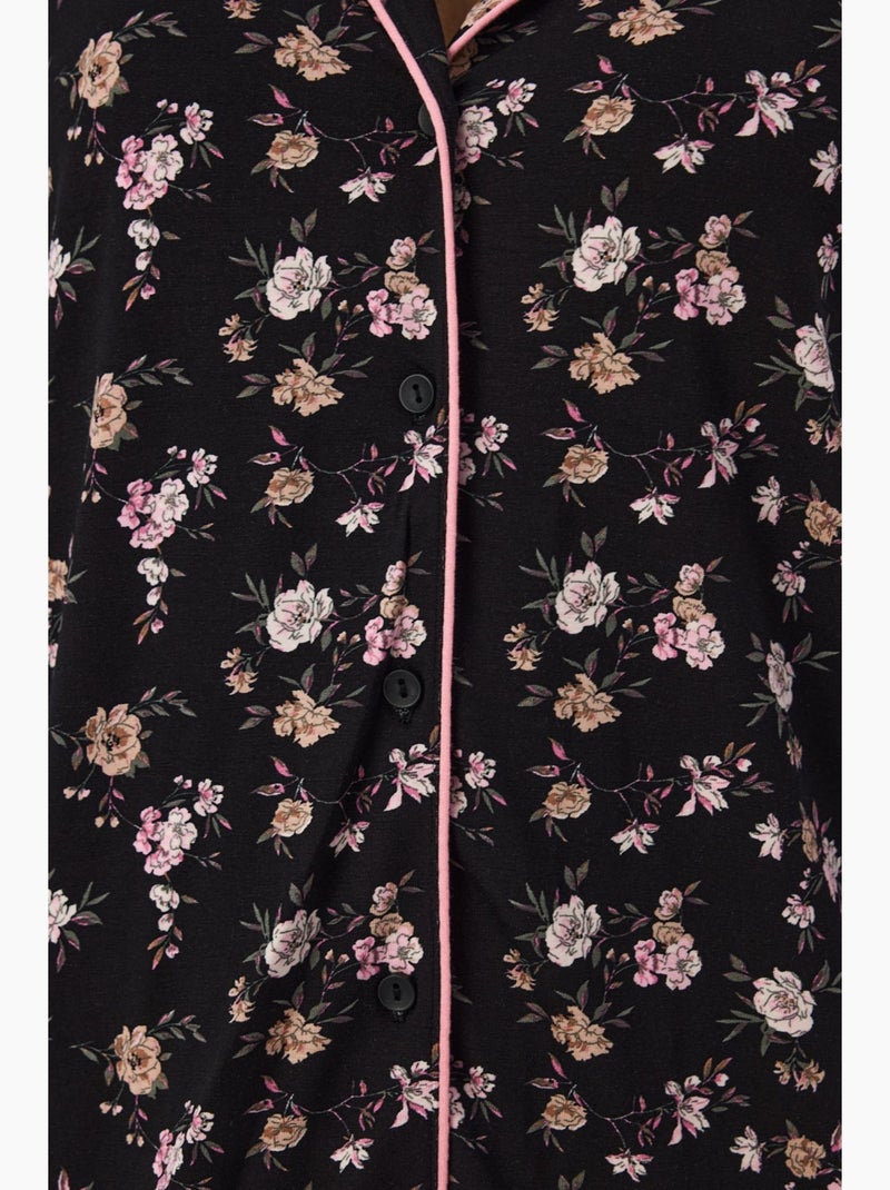 Floral dream conjunto de pijama com camisa e calça de manga comprida penti Preto Branco - Kiabi