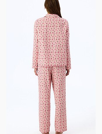 Floral garden conjunto de pijama com camisa e calça xadrez, manga comprida penti