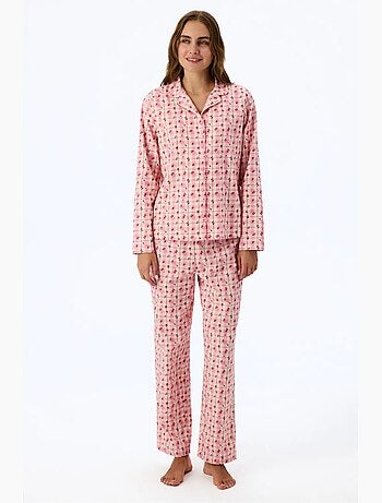 Floral garden conjunto de pijama com camisa e calça xadrez, manga comprida penti
