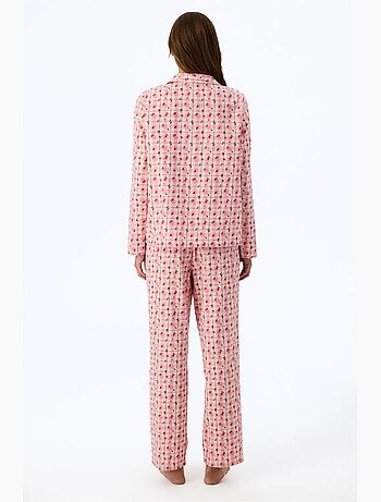 Floral garden conjunto de pijama com camisa e calça xadrez, manga comprida penti