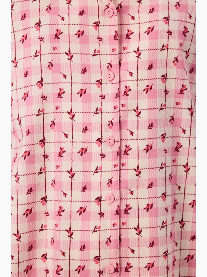 Floral garden conjunto de pijama com camisa e calça xadrez, manga comprida penti Vermelho/Rosa - Kiabi