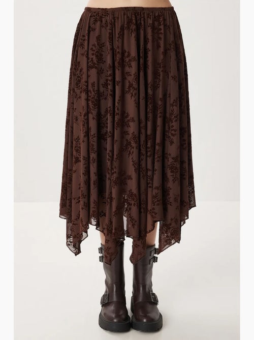 Floral high waist midi a-line skirt with belt istanbul - Kiabi Floral high waist midi a-line skirt with belt istanbul - Kiabi