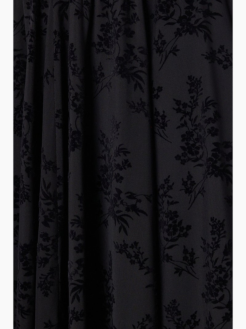 Floral high waist midi a-line skirt with belt istanbul Preto - Kiabi