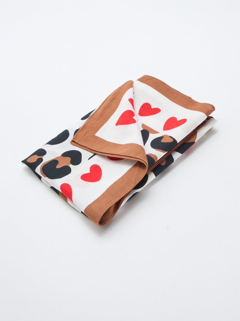 Foulard com estampado fantasia (100x100 cm) 'Agathe Sorlet x Kiabi' - Dia dos Namorados Branco - Kiabi