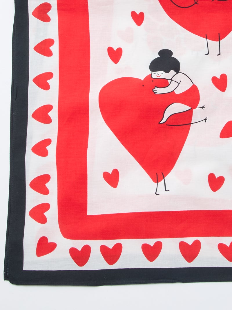Foulard com estampado fantasia (100x100 cm) 'Agathe Sorlet x Kiabi' - Dia dos Namorados Branco - Kiabi