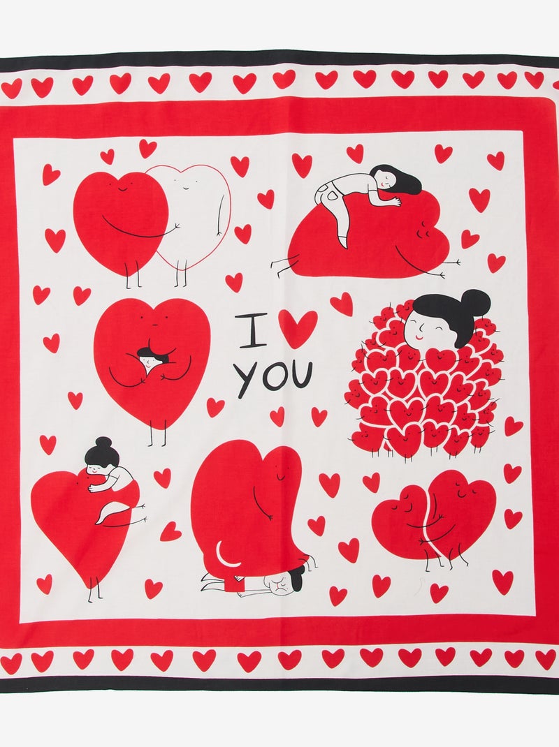 Foulard com estampado fantasia (100x100 cm) 'Agathe Sorlet x Kiabi' - Dia dos Namorados Branco - Kiabi
