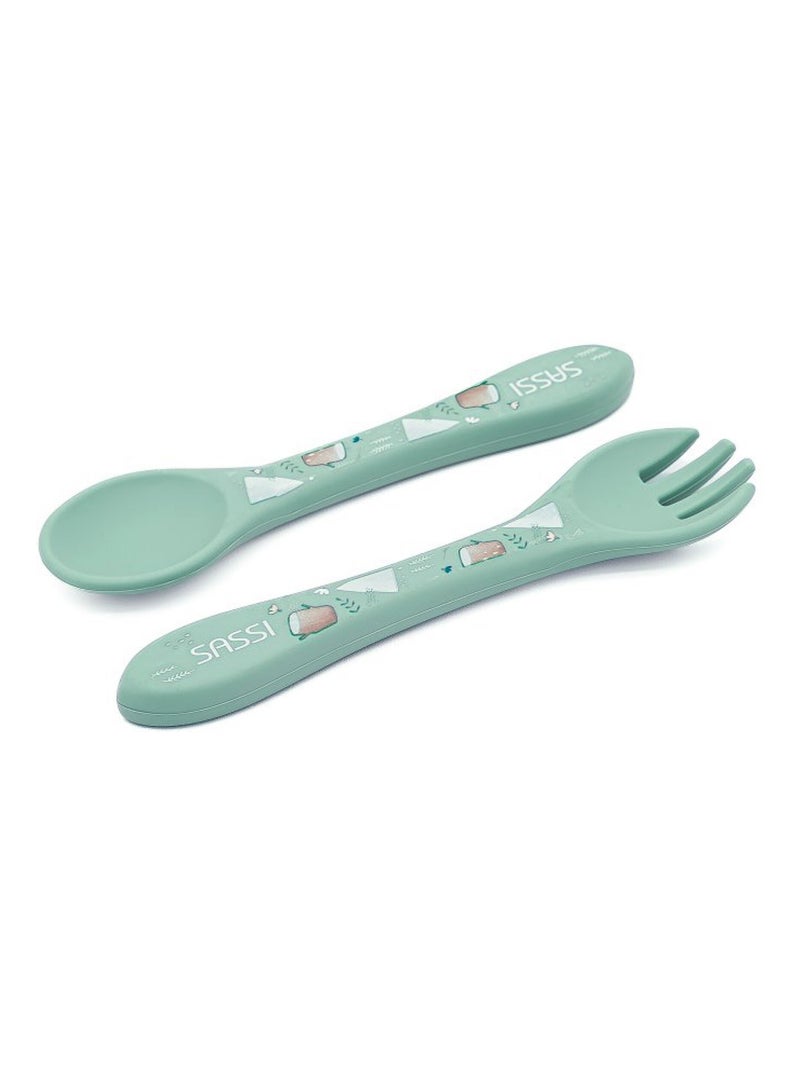 Fourchette et cuillère pour bébé en silicone | sassi junior Azul - Kiabi