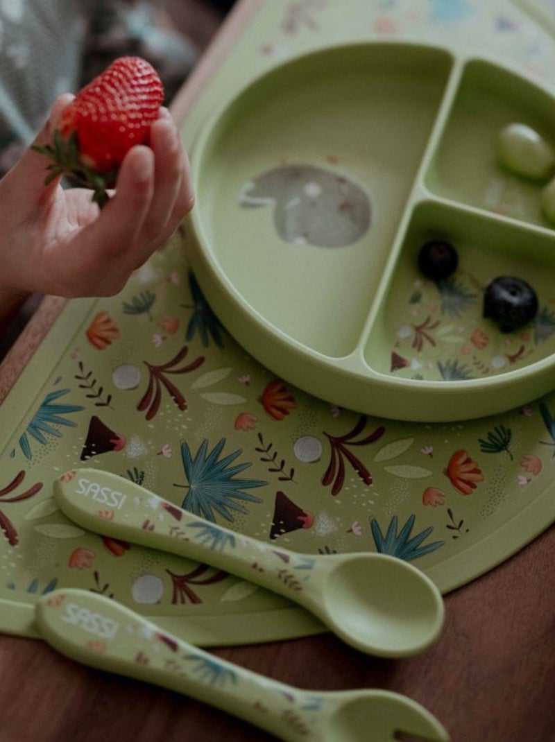Fourchette et cuillère pour bébé en silicone | sassi junior Verde - Kiabi