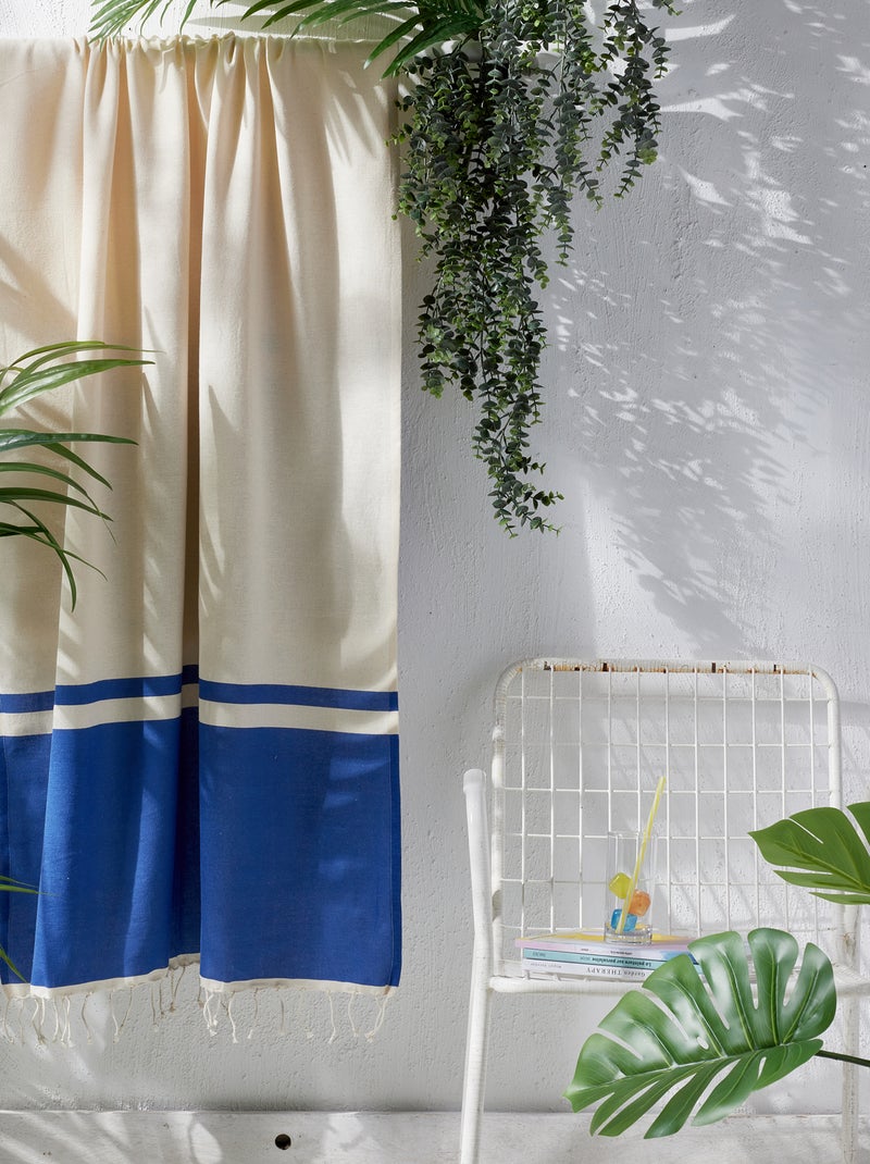 Fouta com franjas (100x190 cm) AZUL - Kiabi