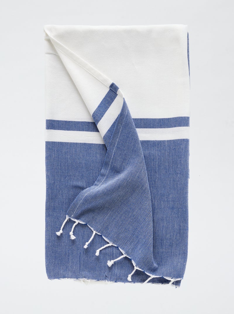 Fouta com franjas (100x190 cm) AZUL - Kiabi