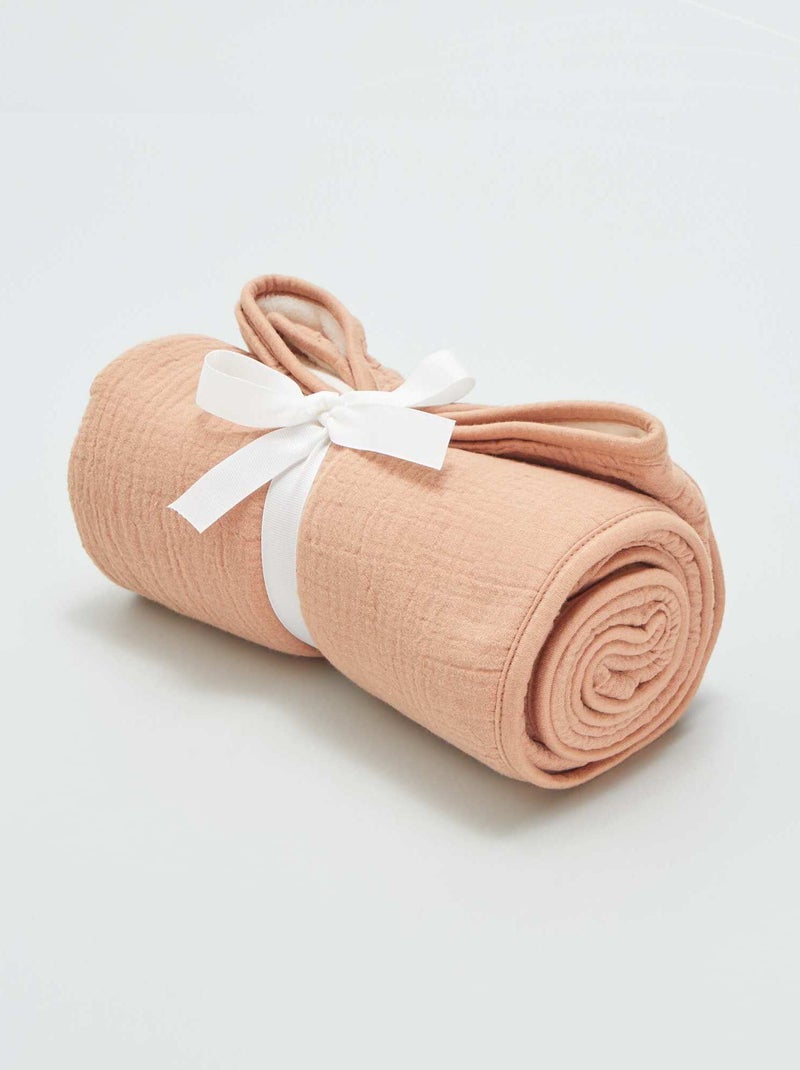 Fralda cobertor em gaze de algodão BEGE - Kiabi