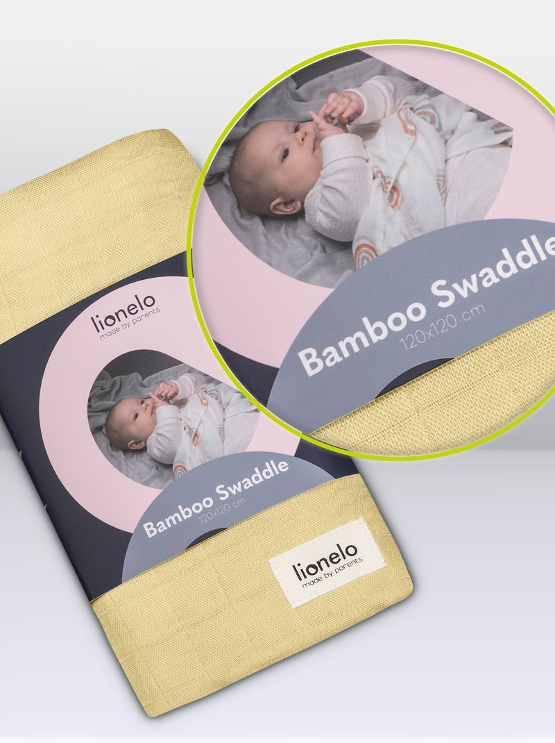Fralda de bebé de bambu 120 x 120 cm – LIONELO – 100% algodão – Hipoalergénica Amarelo - Kiabi