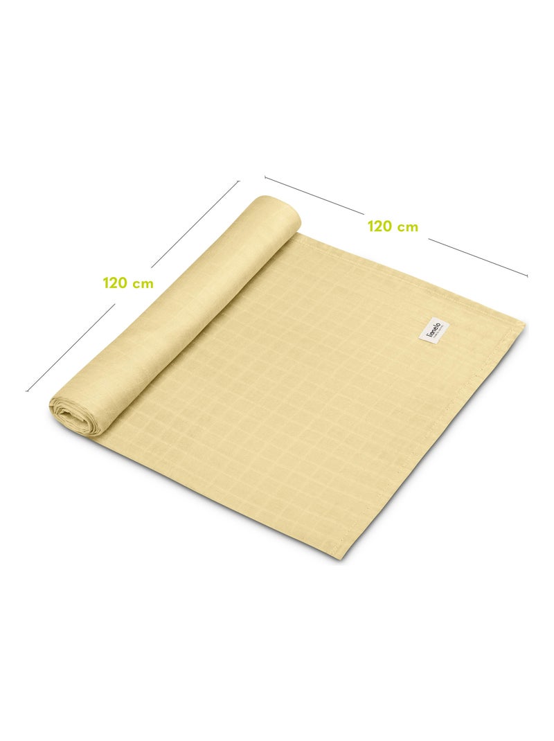 Fralda de bebé de bambu 120 x 120 cm – LIONELO – 100% algodão – Hipoalergénica Amarelo - Kiabi