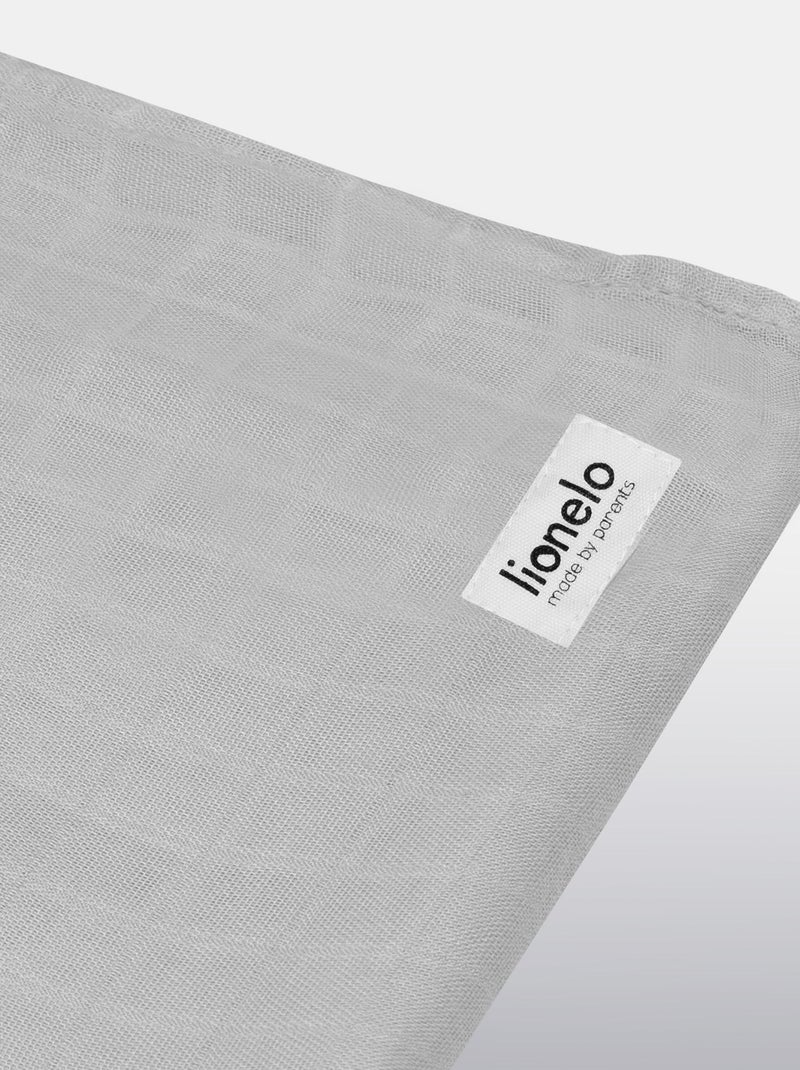 Fralda de bebé de bambu 120 x 120 cm – LIONELO – 100% algodão – Hipoalergénica Cinza - Kiabi